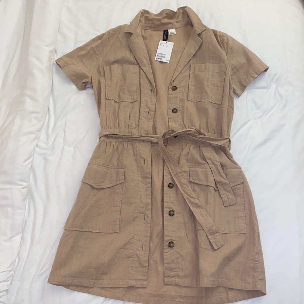 H&M brown linen dress